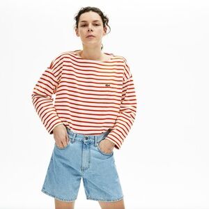 Lacoste Red and White Striped Top